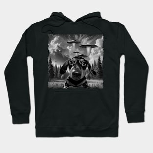 Curl and Cuteness Dachshund's UFO Couture, Urban Tee Treat Hoodie